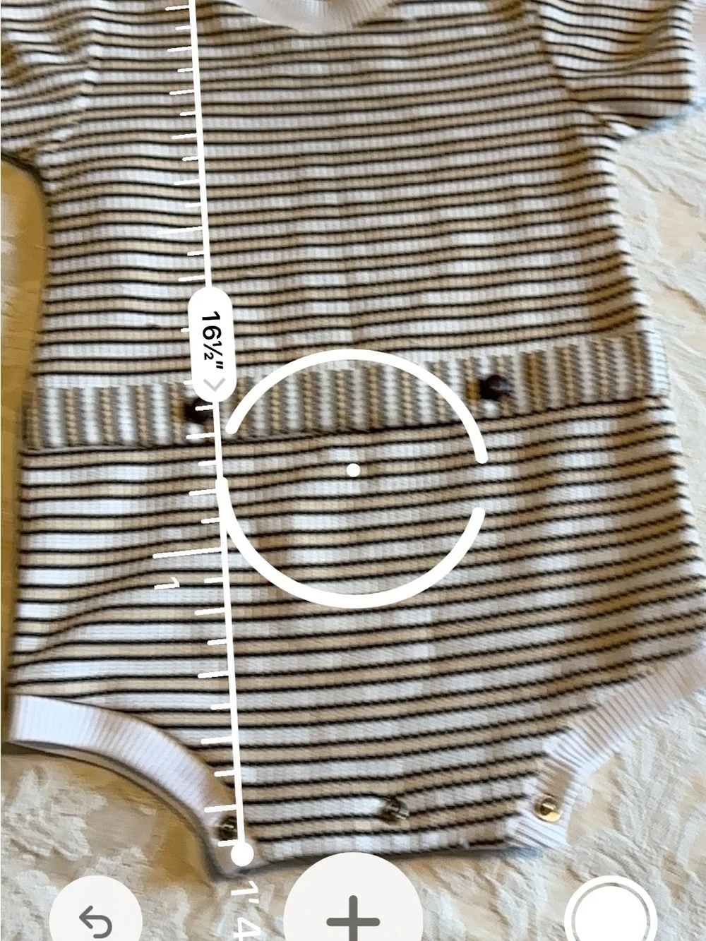 Striped Short-Sleeve Baby One-Piece in White and Black with Button Detail